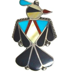 ZUNI THUNDERBIRD STERLING SILVER PIN/PENDANT